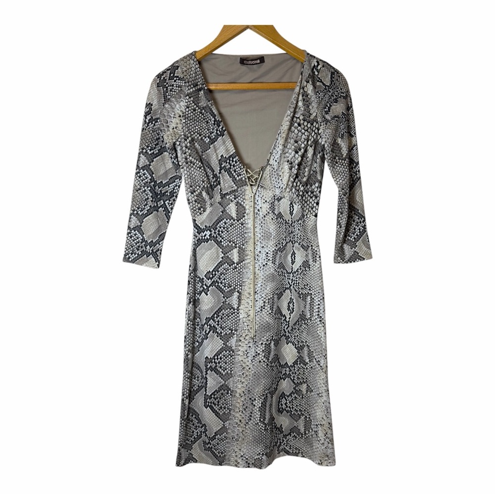 Roberto Cavalli Dress Snake Skin  Bodycon Animal Print 38 Italy Mob Wife Leather